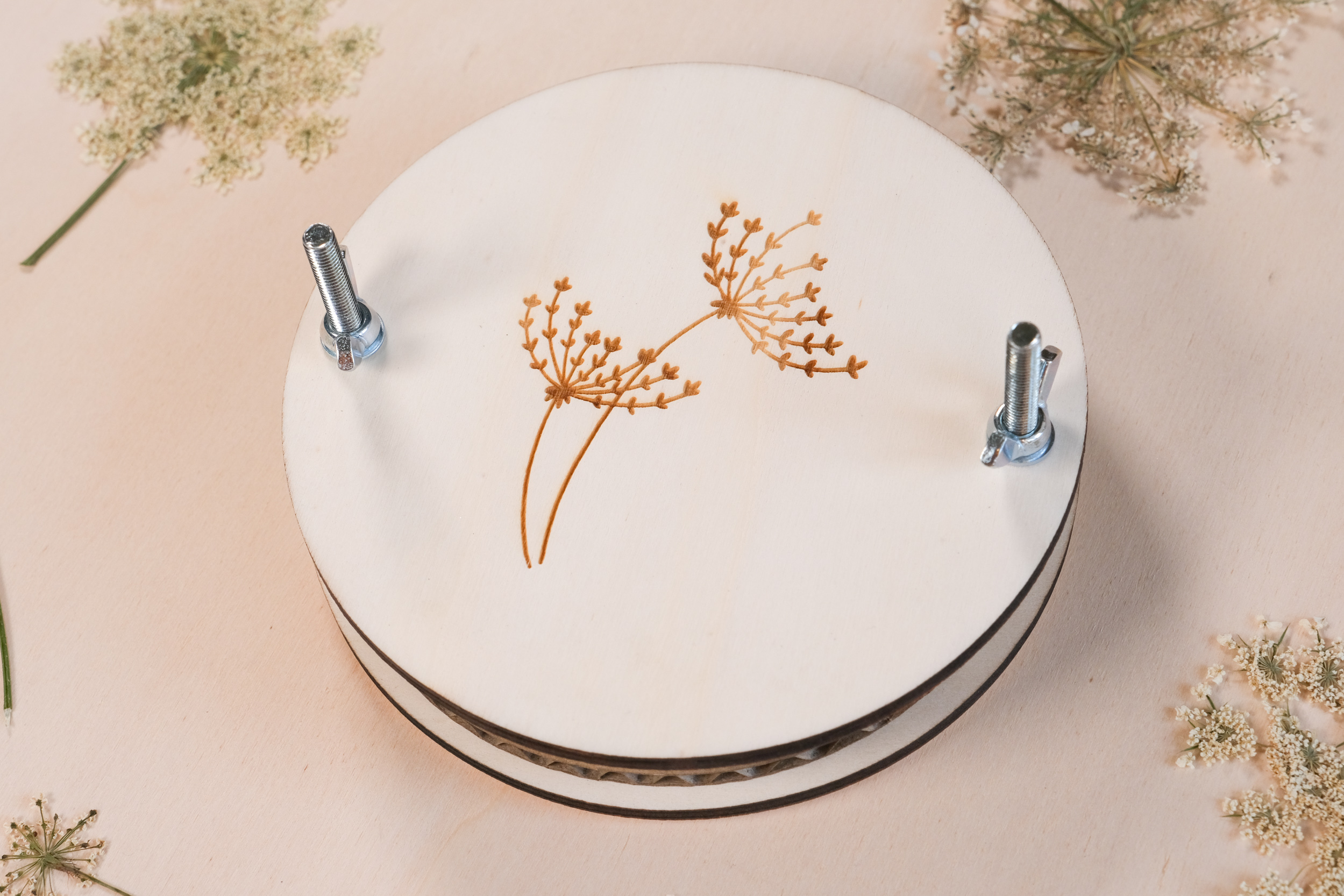Mini Presse à Fleurs En Métal Doré - Kit DIY Enfant Avec 20 Feuilles De Papier - 5x3,5 Cm - Pour Art Et Création