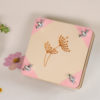 Presse à fleurs en bois peinte à la main motif ombelle coins roses
