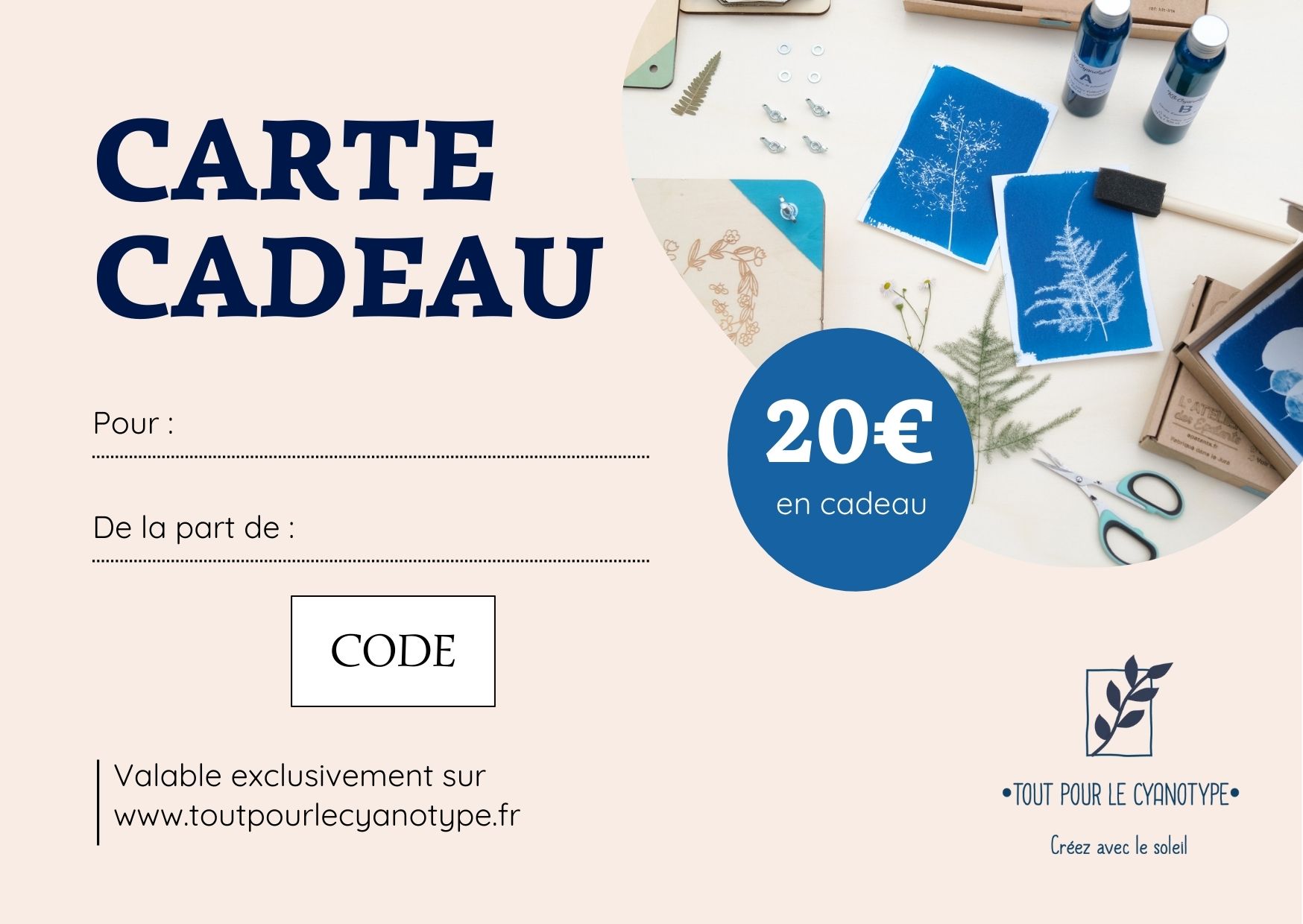 Bon cadeau Tout pour le cyanotype
