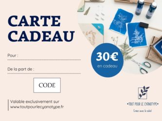 Carte cadeau tout pour le cyanotype 30 euros