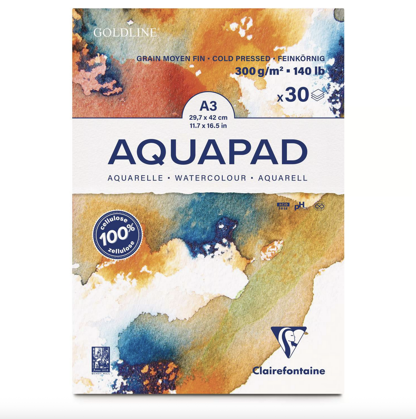 Papier aquarelle Aquapad Clairefontaine pour cyanotype format A3